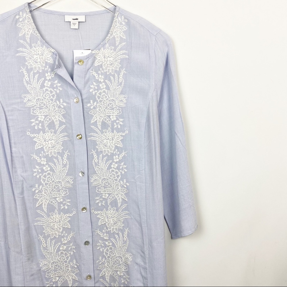 J. Jill Blue Embroidered Long Tunic Dress Small - Picture 3 of 7